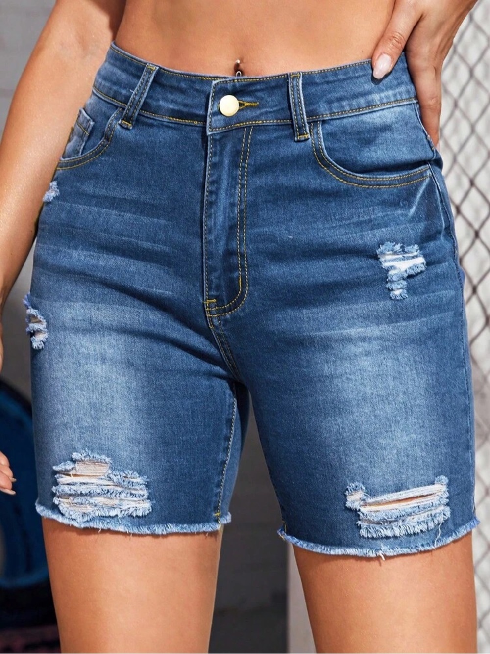 Mid-Rise Blue Denim Shorts NWOT size S